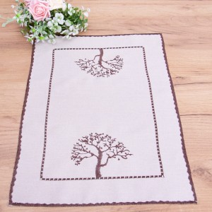 Serwetka haftowana 30x45 cm Drzewka brąz