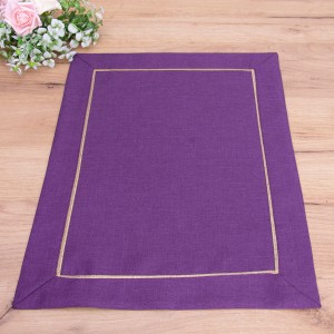 Serwetka materiałowa 30x45 cm Ciemny fiolet + złota lamówka