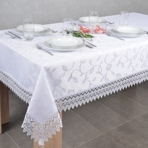 Obrus Róża 140x300 cm Biały owal