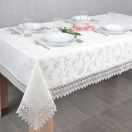 Obrus Róża 140x200 cm Ecru owal