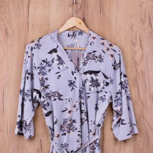 Szlafrok damski z wiskozy 53328 rozm: L jasnoszary