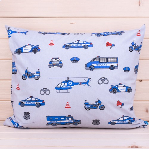Poszewka z bawełny 40x60 cm Policja na szarym tle