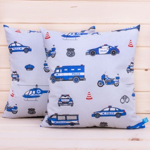 Poszewka z bawełny 40x40 cm Policja na szarym tle
