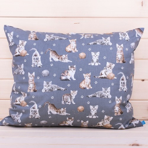 Poszewka z bawełny 50x70 cm Kotki + łapki szara