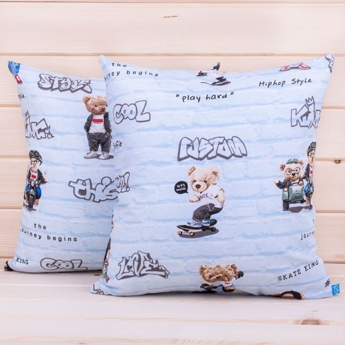 Poszewka z bawełny 40x40 cm Miś skater