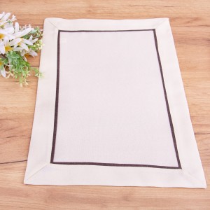 Serwetka materiałowa 30x45 cm Kremowa + brązowa lamówka