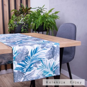 Pas ENJOY 40x140 cm D0973/101 Liście niebiesko-szare