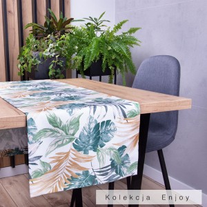 Pas ENJOY 40x160 cm 370973/105 Liście zielono-musztardowo-szare