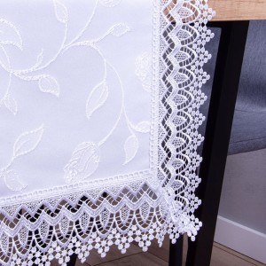 Bieżnik Róża 40x85 cm Biały prostokąt