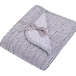 Kocyk dla dzieci Dzianina + soft - Szary