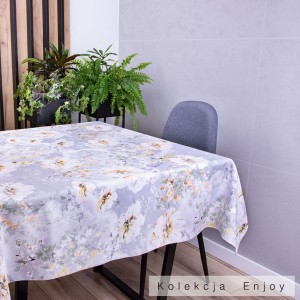 Obrus Enjoy 140x200 cm 390460/104 Kwiaty na jasnoszarym tle