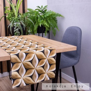 Pas ENJOY 40x140 cm 401045/106 Liście na czarnym tle