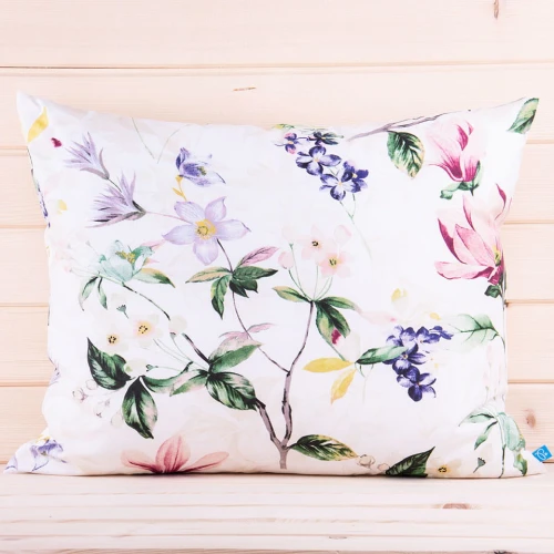 Poszewka z bawełny 50x60 cm Kwiaty na kremie