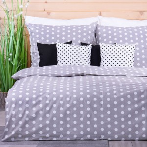 Pościel bawełniana 160x200 cm Kropy na szarym