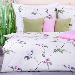 Pościel bawełniana 140x200 cm Magnolia na kremie