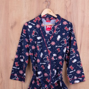 Szlafrok damski bawełniany MIKI granat rozm: L