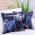 Poszewka ozdobna 40x40 cm Velluto Liście na granacie 410387/102