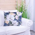 Poszewka ozdobna 45x45 cm Velluto Kwiaty na niebieskim 390928/004