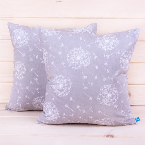 Poszewka z bawełny 40x40 cm Białe dmuchawce na szarym