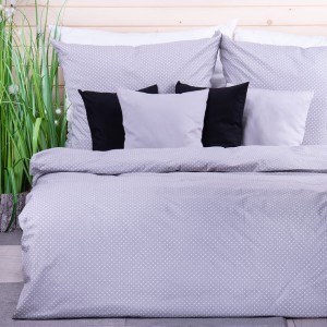 Pościel bawełniana 160x200 cm Kropeczki na szarym