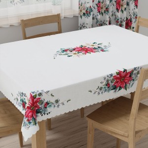 Obrus świąteczny Gwiazda Betlejemska 140x180 cm Czerwono-zielony 001