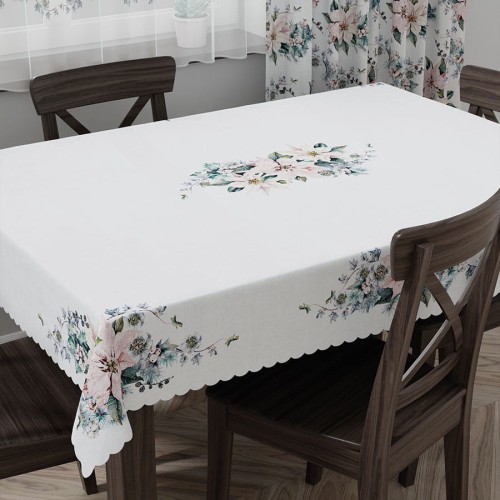 Obrus świąteczny Gwiazda Betlejemska 140x180 cm Różowo-niebieski 002