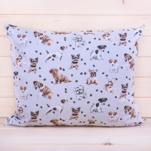 Poszewka z bawełny 50x60 cm Pieski + łapki jasnoszara