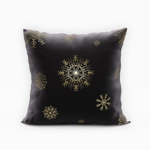 Poszewka świąteczna 40x40 cm Śnieżki czarny + złoto