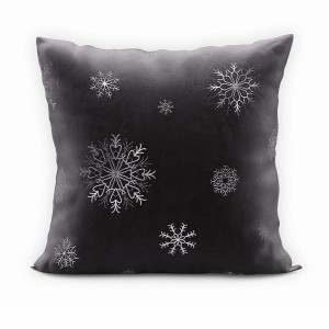 Poszewka świąteczna 45x45 cm Śnieżki czarny + srebro