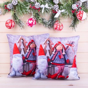 Poszewka świąteczna 40x40 cm Krasnale wzór 16