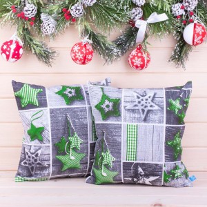 Poszewka świąteczna 40x40 cm wzór 49 szaro- zielona