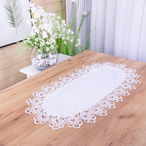 Bieżnik DA-384 40x85 cm z gipiurą Biały owal