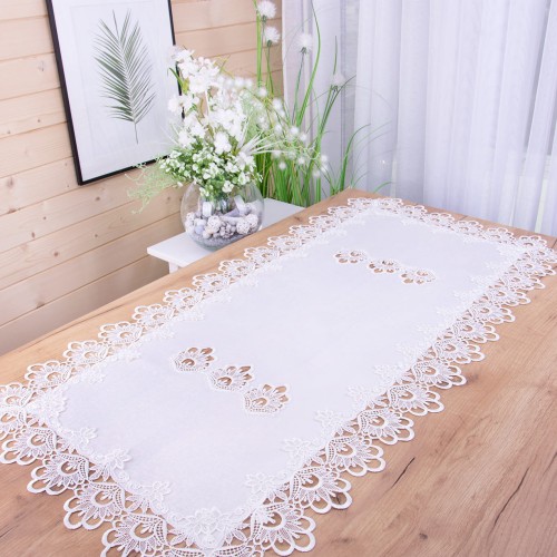 Bieżnik DA-384 60x120 cm z gipiurą Ecru prostokąt