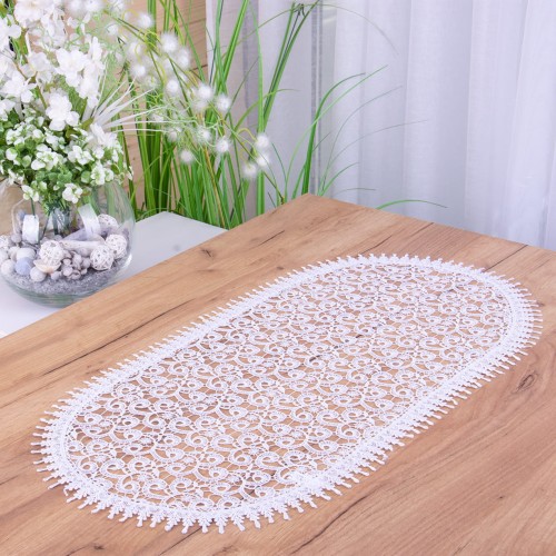 Bieżnik DA-827 50x100 cm cała gipiura Ecru owal