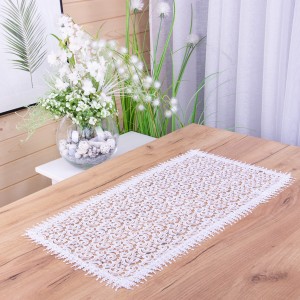 Bieżnik DA-827 50x100 cm cała gipiura Ecru prostokąt