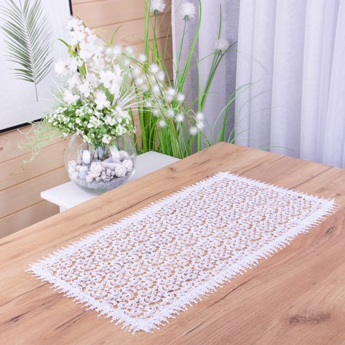 Bieżnik DA-827 50x100 cm cała gipiura Ecru prostokąt