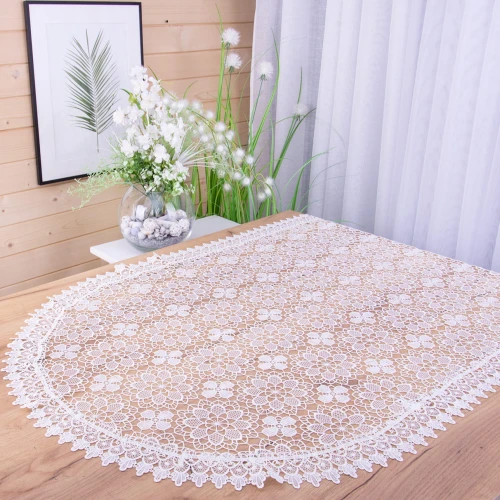 Obrus DA-818 80x140 cm cała gipiura Ecru owal