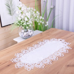 Bieżnik DA-384 35x70 cm z gipiurą Biały owal