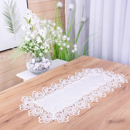 Bieżnik DA-384 35x70 cm z gipiurą Ecru prostokąt