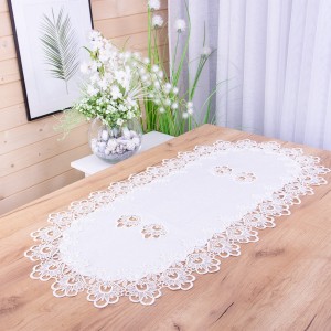 Bieżnik DA-384 50x100 cm z gipiura Biały owal