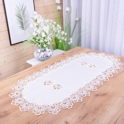 Bieżnik DA-384 50x100 cm z gipiura Biały owal