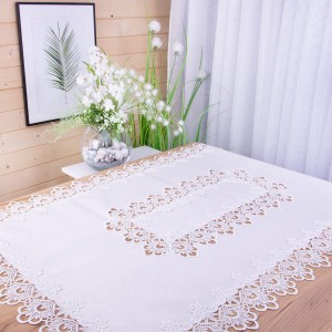 Obrus DA-384 90x180 cm z gipiurą Ecru prostokąt