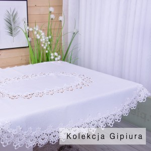 Obrus DA-384 130x180 cm z gipiurą Biały owal