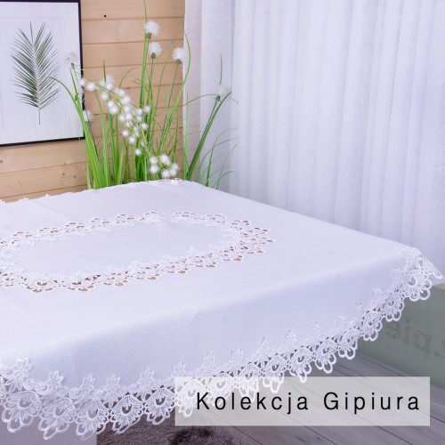 Obrus DA-384 130x180 cm z gipiurą Biały owal