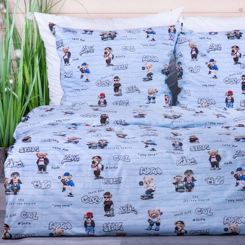 Pościel bawełniana 160x200 cm Miś skater