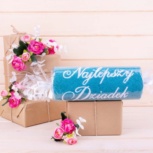 Ręcznik dla Dziadka z haftem 50x100 cm wzór 8 Turkus