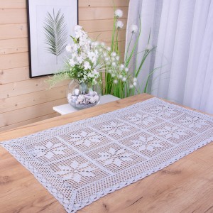 Bieżnik Szydełko 50x100 cm Srebro prostokąt