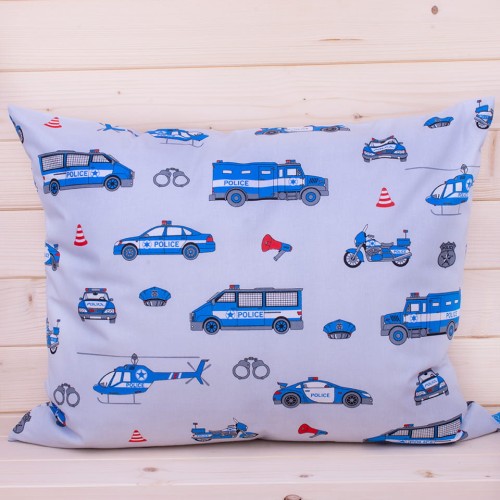 Poszewka z bawełny 70x80 cm Policja na szarym tle