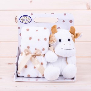 Kocyk + maskotka 75x100 cm Krówka brąz