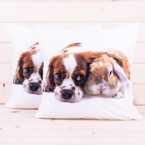 Poszewka ozdobna Foto 40x40 cm Piesek z króliczkiem